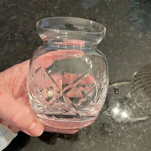 Elegant Crystal Vase with Intricate Etched Accents